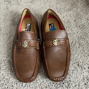 Rocawear Brown Leather Slip-On Loafers with Decorative Strap